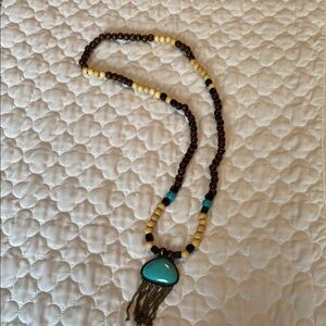 Turquoise and Brown Beaded Necklace
